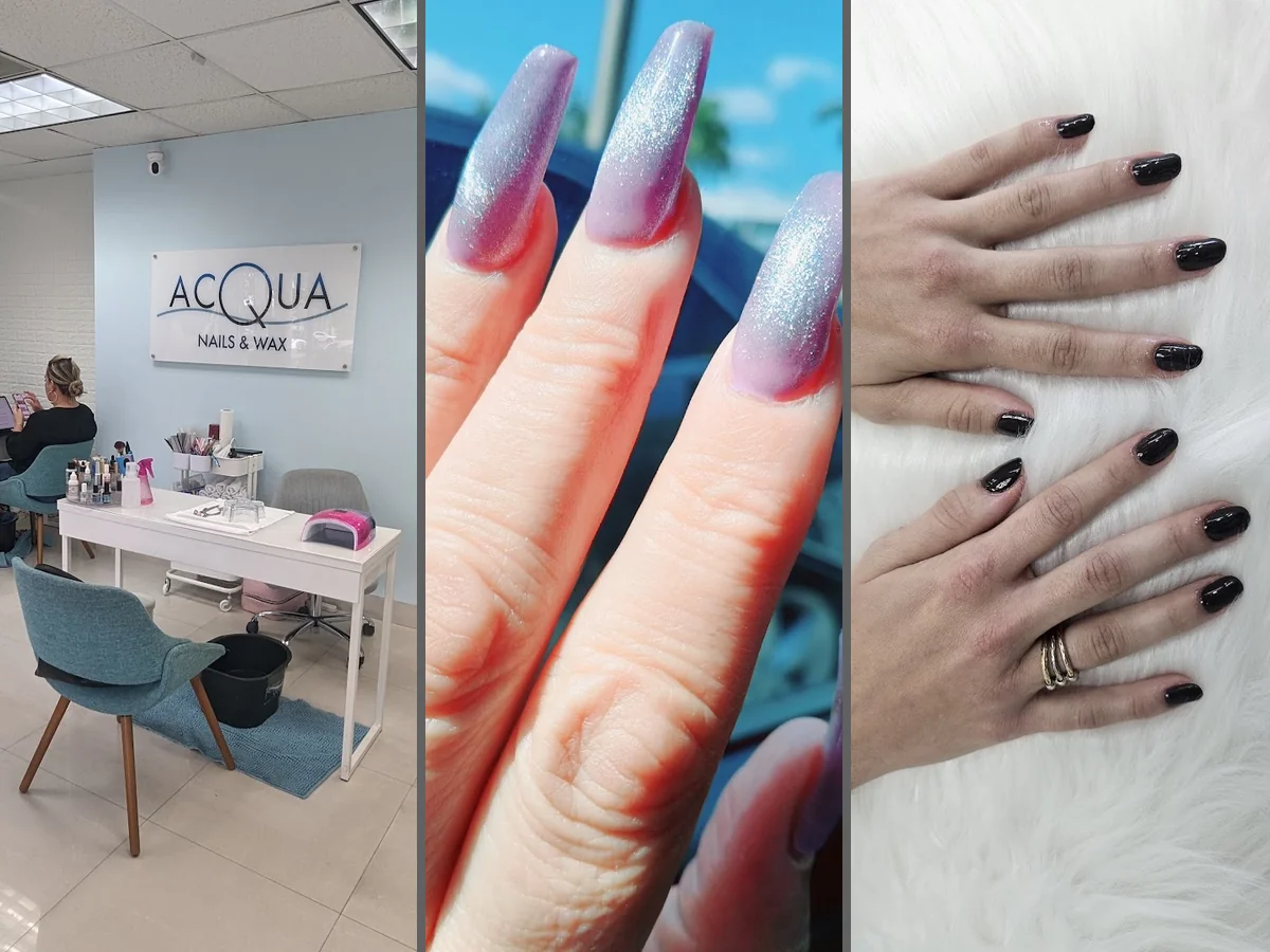 Clean salon station with manicure tools.
